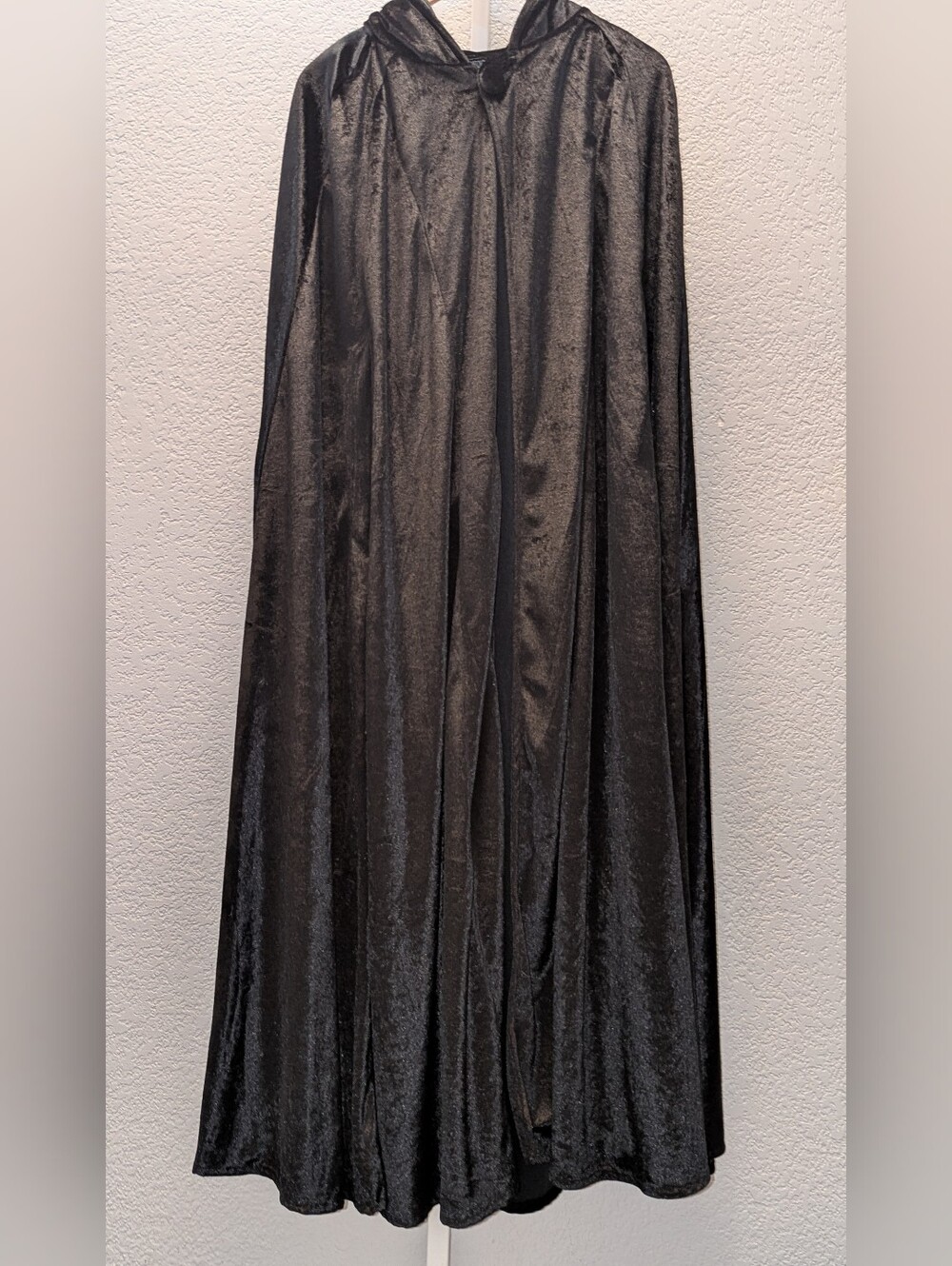 The Pyramid Collection Black Crushed Velvet Hooded Cloak Cape One Size Gothic